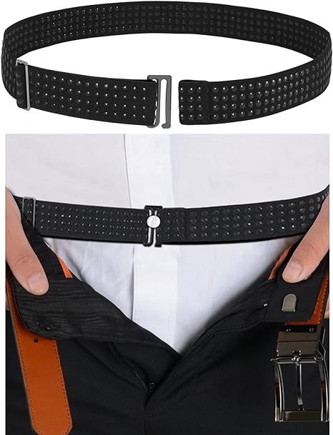 SUOSDEY Shirt Stays Belt Shirt Tucker Shirt Holder for Men Adjustable Elastic Band with Non-slip Glue